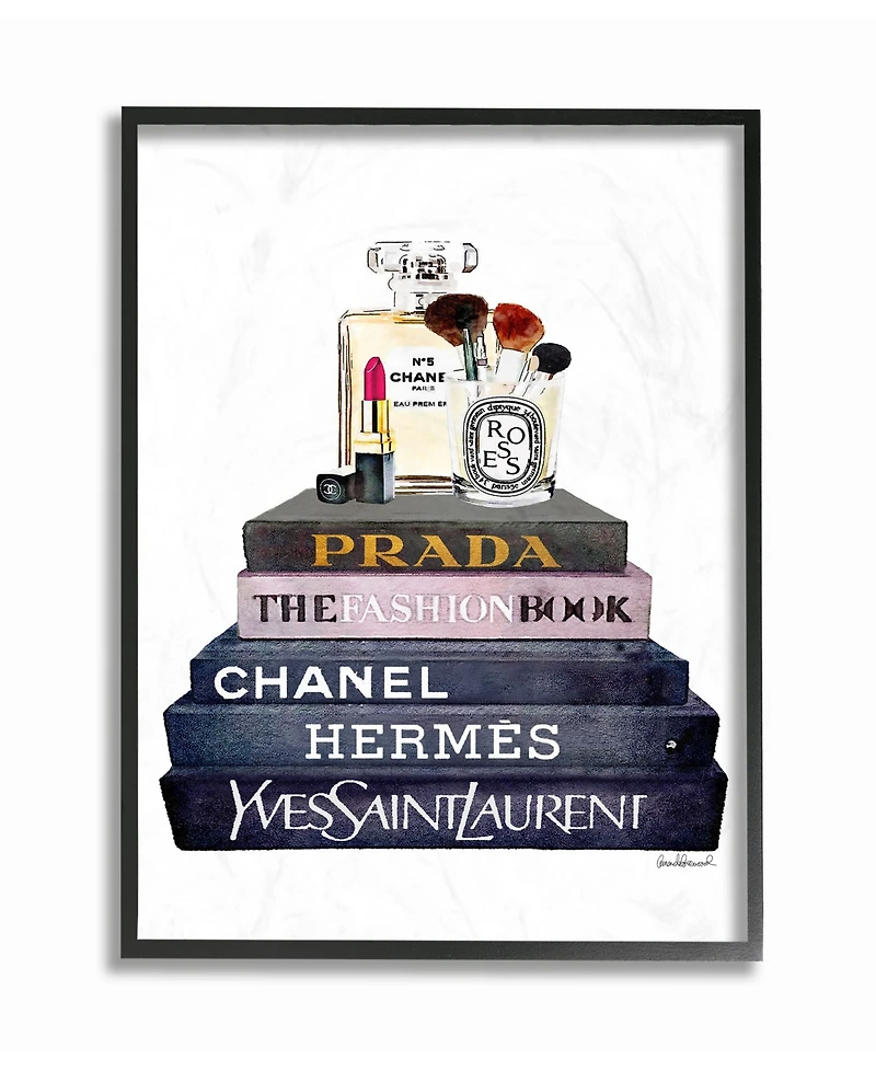 Stupell Industries Glam Fashion Book Set With Makeup Framed Giclee Art