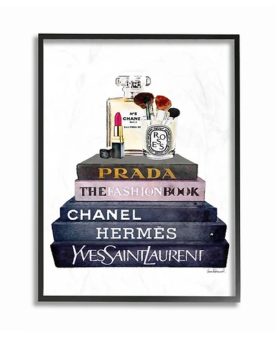 Stupell Industries Glam Fashion Book Set With Makeup Framed Giclee Art