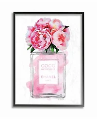 Stupell Industries Glam Perfume Bottle V2 Flower Silver Pink Peony Wall Art Collection