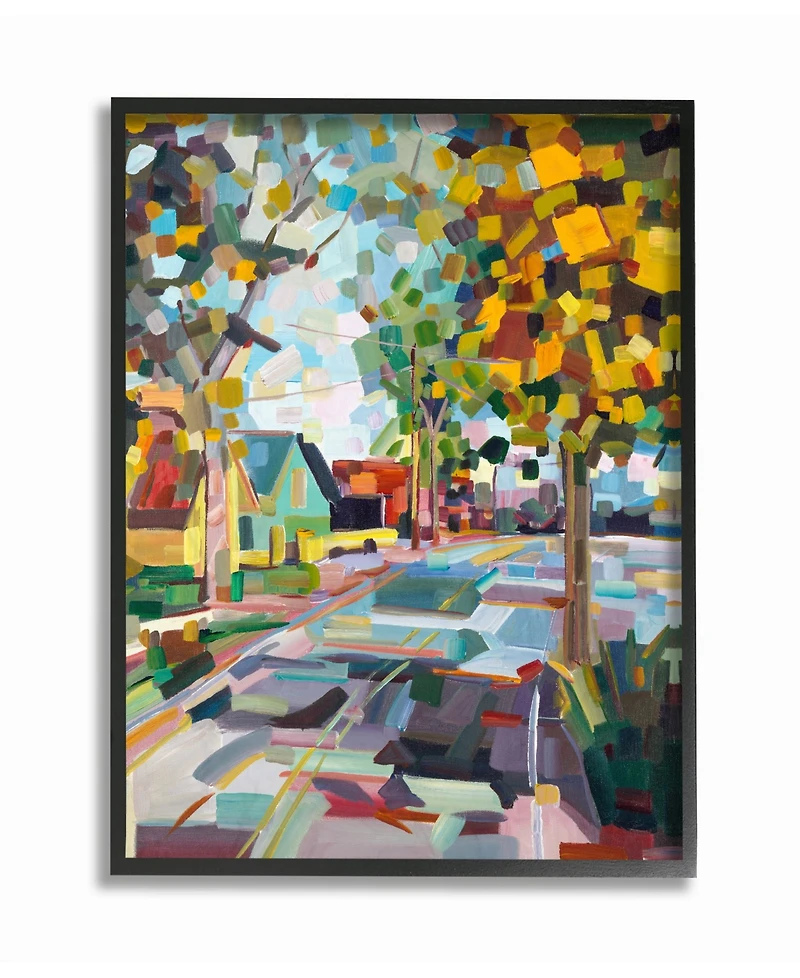 Stupell Industries Geometric New England Fall Scene Framed Giclee Art, 11" x 14"