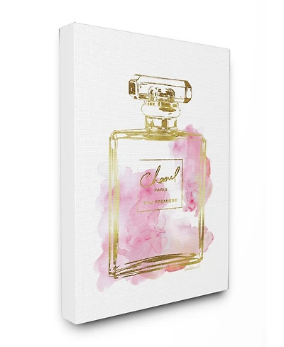 Stupell Industries Glam Perfume Bottle Gold Pink Canvas Wall Art, 16" x 20"