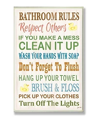 Stupell Industries Home Decor Bathroom Rules Typography Rubber Ducky Bathroom Wall Plaque Art, 12.5" x 18.5"