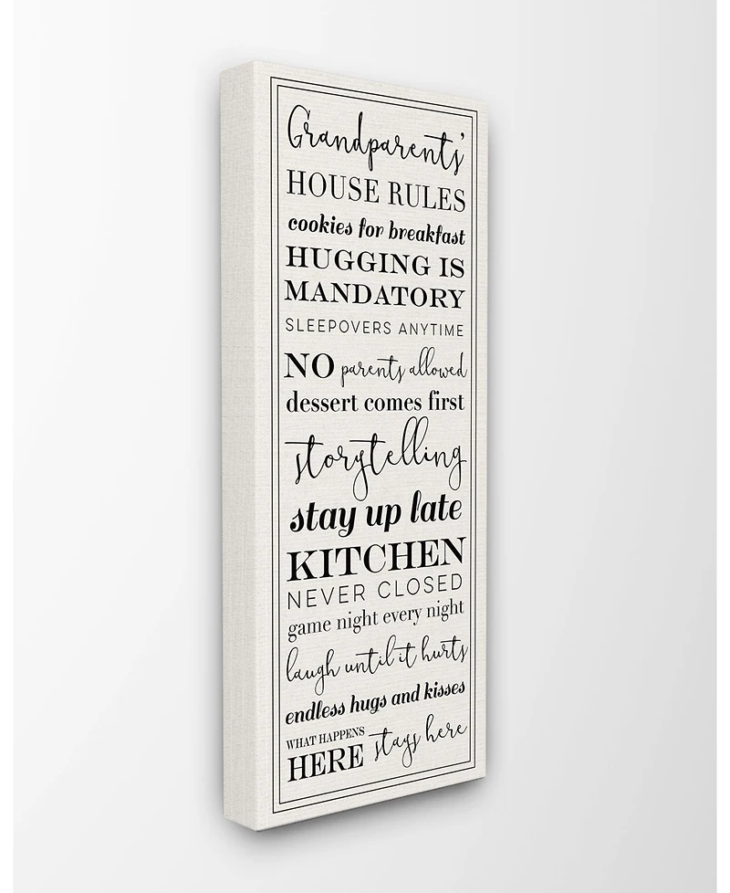 Stupell Industries Grandparents House Rules Canvas Wall Art, 10" x 24"