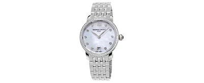 Frederique Constant Women's Swiss Slimline Diamond (5/8 ct. t.w.) Stainless Steel Bracelet Watch 30mm