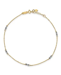Cable and Rope Chain Anklet in 14k Yellow and White Gold