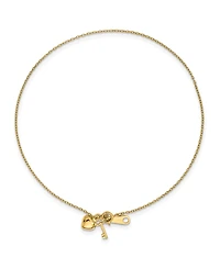 Heart and Key Anklet in 14k Gold