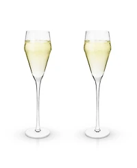 Viski Raye Angled Crystal Prosecco Glasses Set of 2, 8 Oz