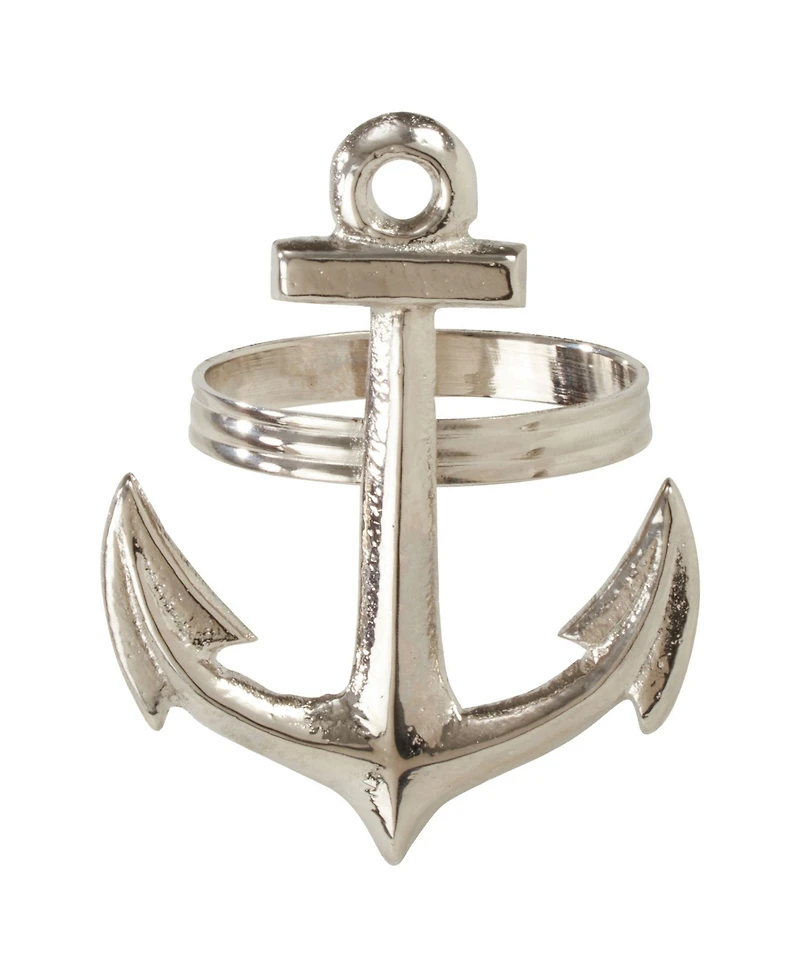 Saro Lifestyle Anchor Design Napkin Ring, Set of 4