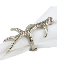 Saro Lifestyle Rustic Napkin Ring With Antler Design, Set of 4