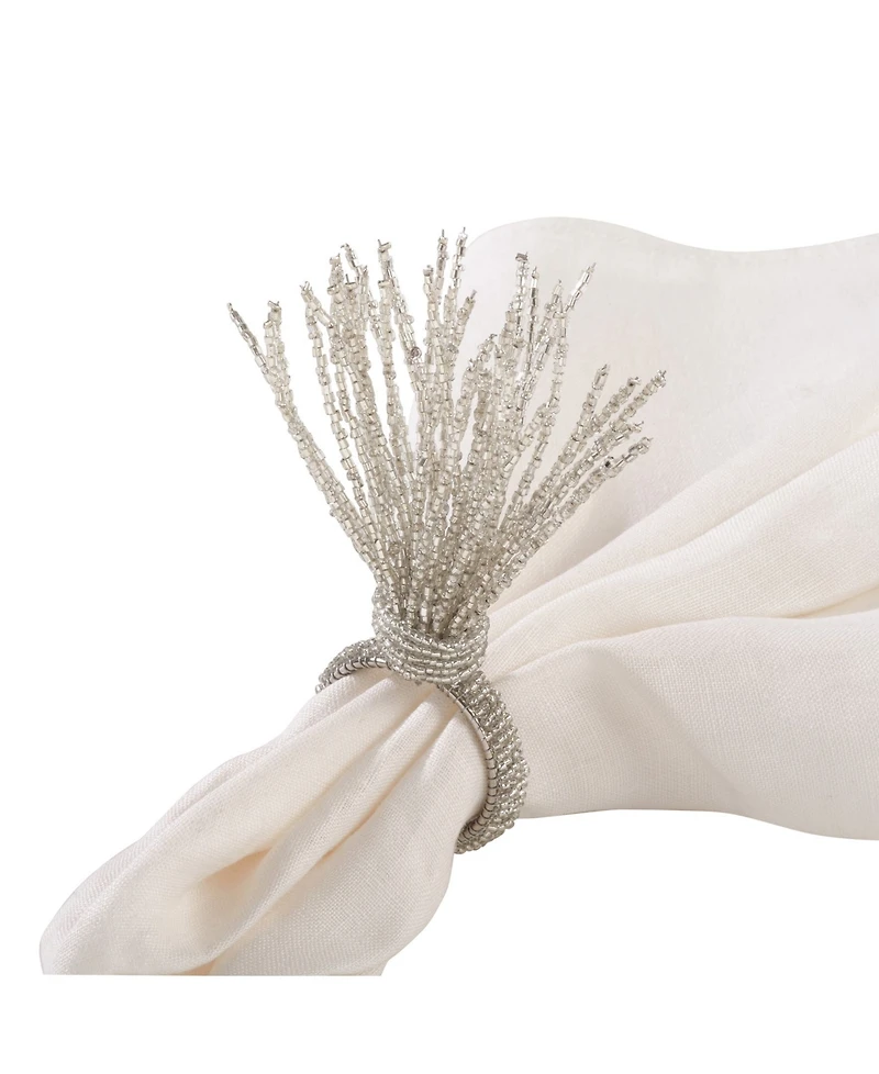 Saro Lifestyle Beaded Spray Design Event Napkin Ring, Set of 4