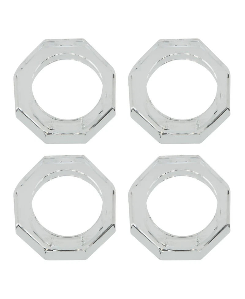 Saro Lifestyle Glass Crystal Octagonal Facet Napkin Ring, Set of 4