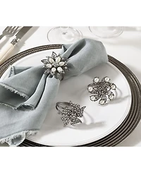 Saro Lifestyle Bejeweled Flower Design Napkin Ring, Set of 4