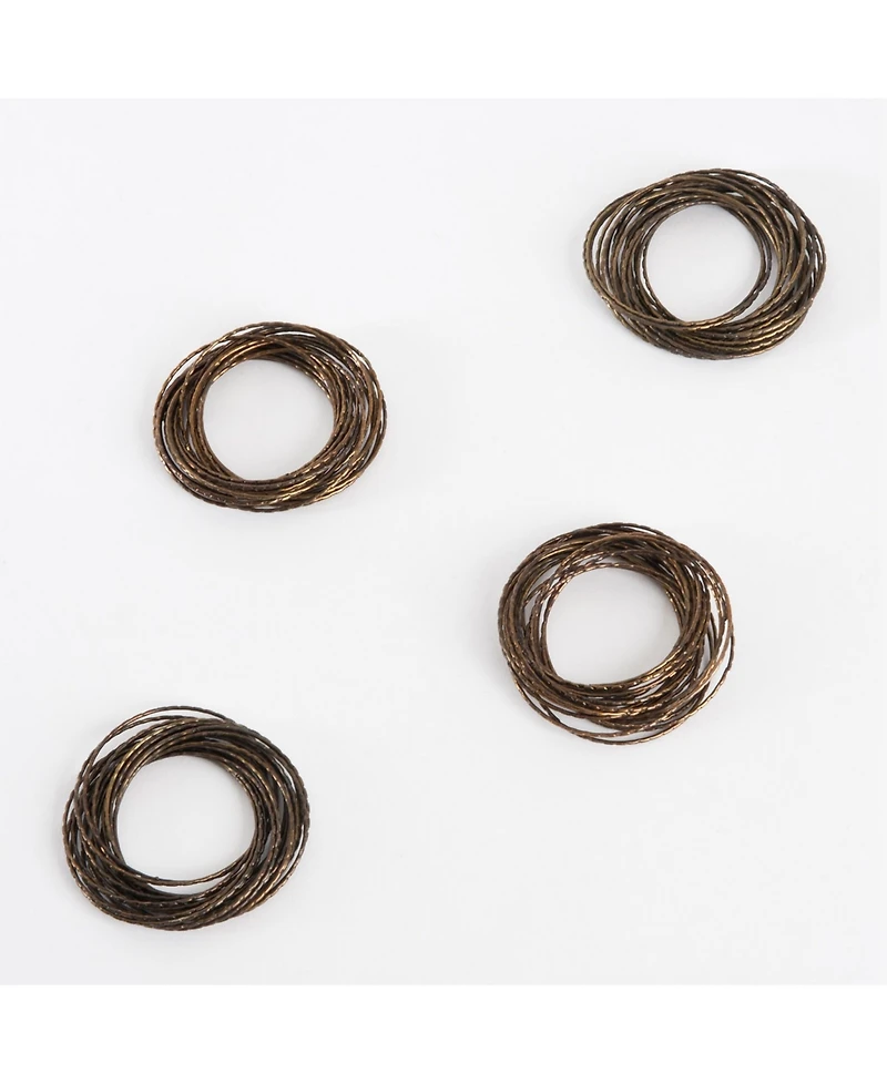 Saro Lifestyle Metallic Bronze Metal Bangled Napkin Ring, Set of 4
