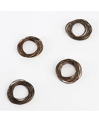 Saro Lifestyle Metallic Bronze Metal Bangled Napkin Ring, Set of 4