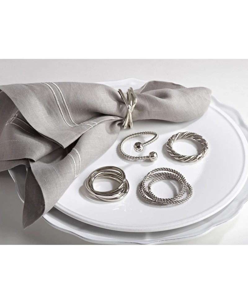 Saro Lifestyle Three Ring Design Napkin Ring, Set of 4