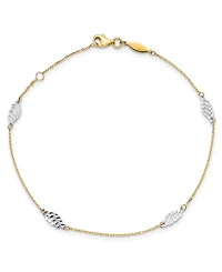 Polished Leaf Anklet in 14k Yellow and White Gold