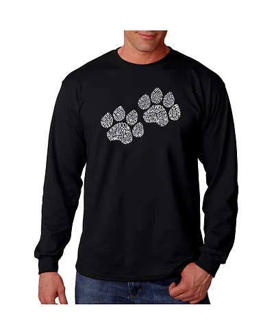 La Pop Art Men's Word Long Sleeve T-Shirt- Woof Paw Prints
