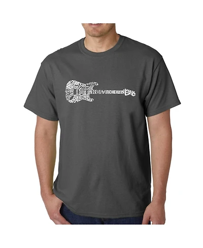 La Pop Art Men's Word Art T-Shirt - Rock Guitar Body Word Art