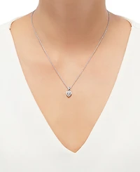Diamond Mini-Heart Pendant Necklace (1/10 ct. t.w.) in Sterling Silver and 14k Gold