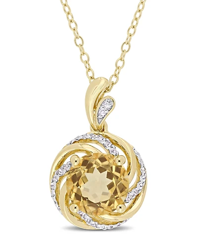 Citrine (1-4/5 ct. t.w.), White Topaz (1/7 ct. t.w.) and Diamond Accent Swirl 18" Necklace in 18k Yellow Gold Over Sterling Silver