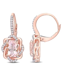 Morganite (2-1/3 ct.tw.) and Diamond (1/4 ct.tw.) Swirl Halo Earrings in 10k Rose Gold
