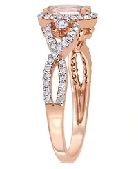 Morganite (3/4 ct. t.w.) White Sapphire (1/20 and Diamond (1/3 3-Stone Infinity Ring 10k Rose Gold
