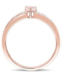 Morganite (1/4 ct.t.w) and Diamond (1/20 ct. t.w.) Heart Ring 18k Rose Gold Over Silver