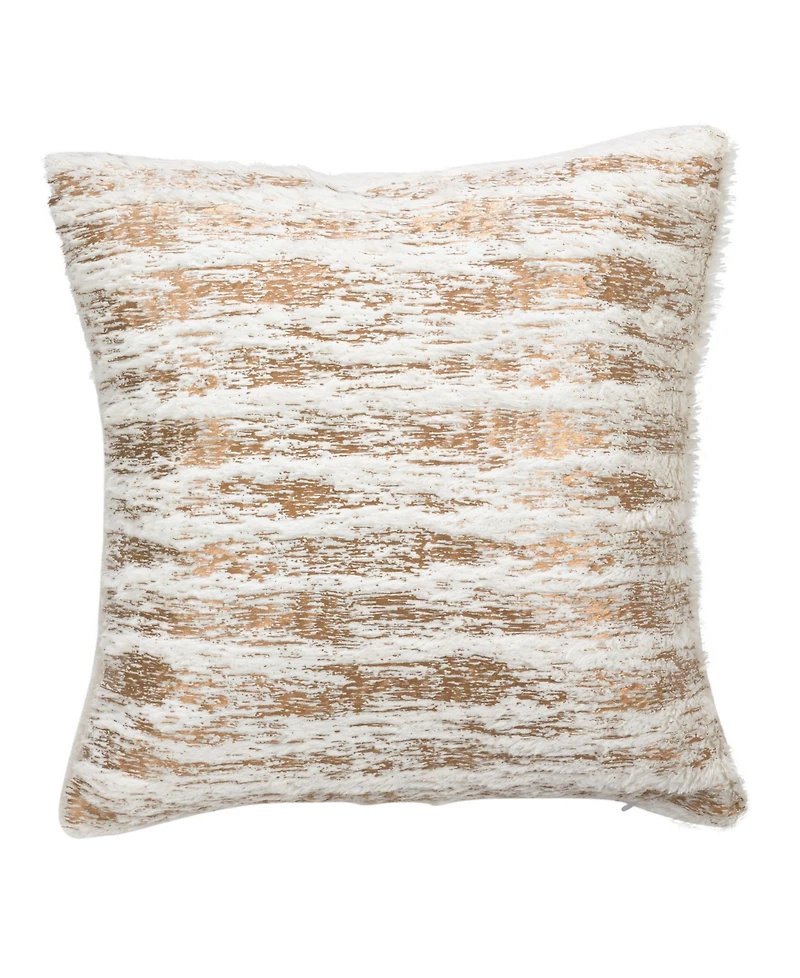 Saro Lifestyle Brushed Metallic Foil Printed Faux Fur Decorative Pillow, 15" x