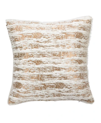 Saro Lifestyle Brushed Metallic Foil Printed Faux Fur Decorative Pillow, 15" x