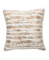 Saro Lifestyle Brushed Metallic Foil Printed Faux Fur Decorative Pillow, 15" x