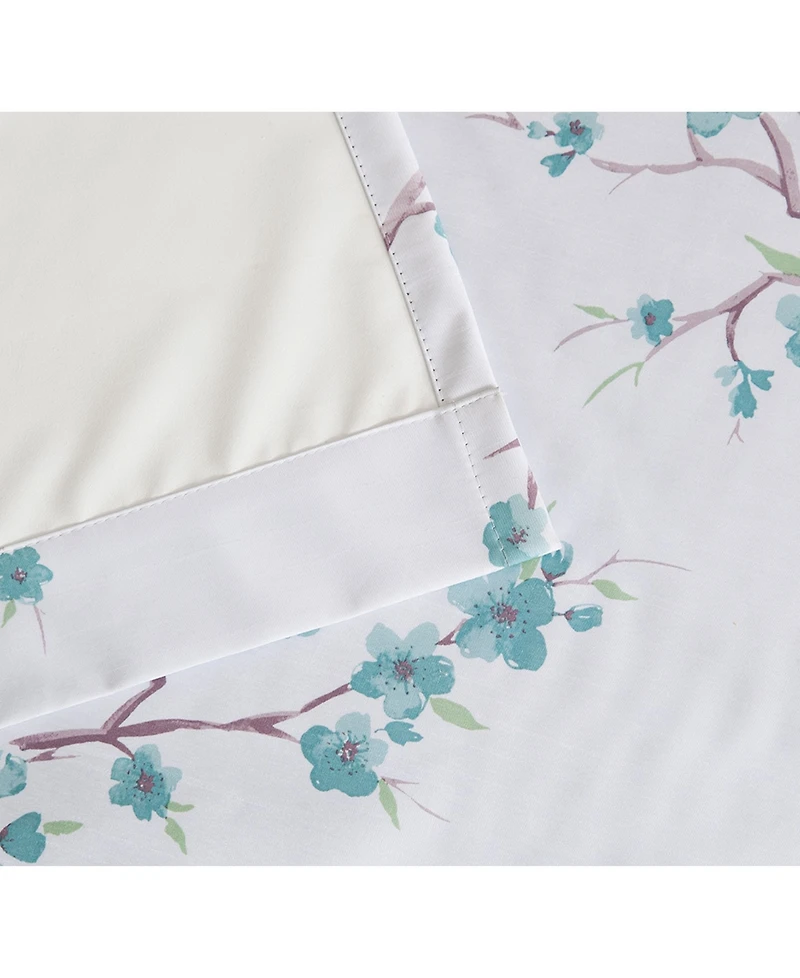 Hlc.me Jasmine Floral Patterned Room Darkening Curtain Rod Pocket Pole Top Panels