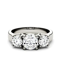 Moissanite Three Stone Ring 2 ct. t.w. Diamond Equivalent 14k White Gold or Yellow