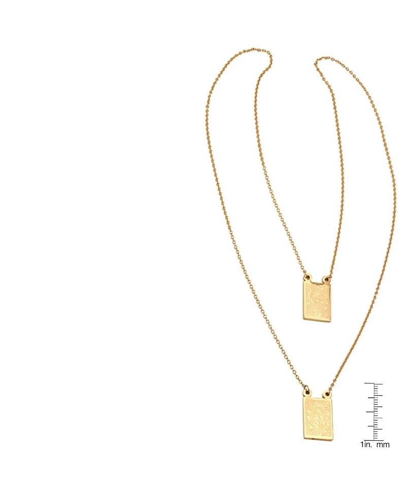 Steeltime Men's 18k gold Plated Stainless Steel Religious Escapulario Style Reversable Necklace