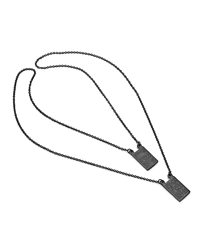Steeltime Men's black Ip Plated Stainless Steel Religious Escapulario Style Reversable Necklace