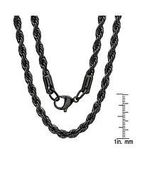 Steeltime Men's black Ip Plated Stainless Steel Rope Chain 30" Necklace