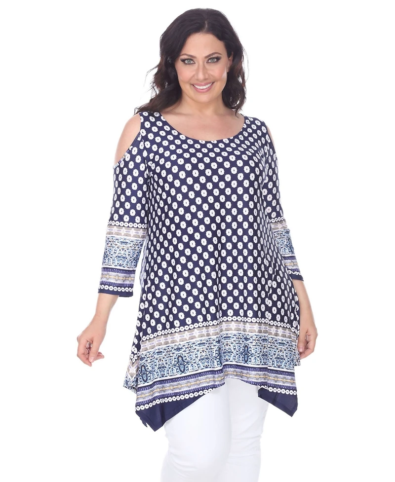 White Mark Plus Size Antonia Cut-Out Shoulder Tunic