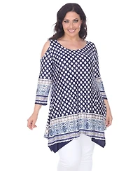 White Mark Plus Size Antonia Cut-Out Shoulder Tunic