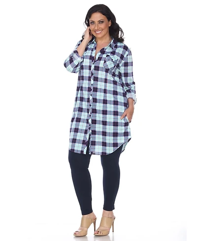 White Mark Plus Piper Stretchy Plaid Tunic