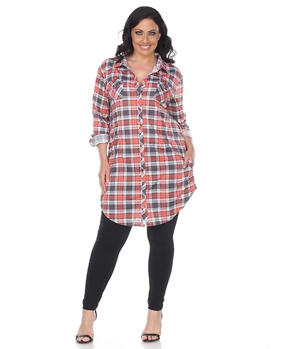 White Mark Plus Piper Stretchy Plaid Tunic