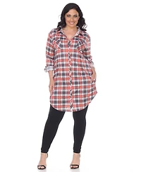White Mark Plus Piper Stretchy Plaid Tunic