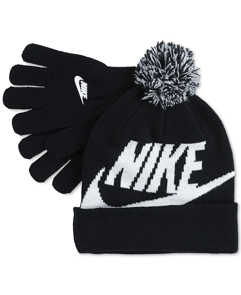 Nike Big Boys 2-Piece Swoosh Beanie and Gloves Set