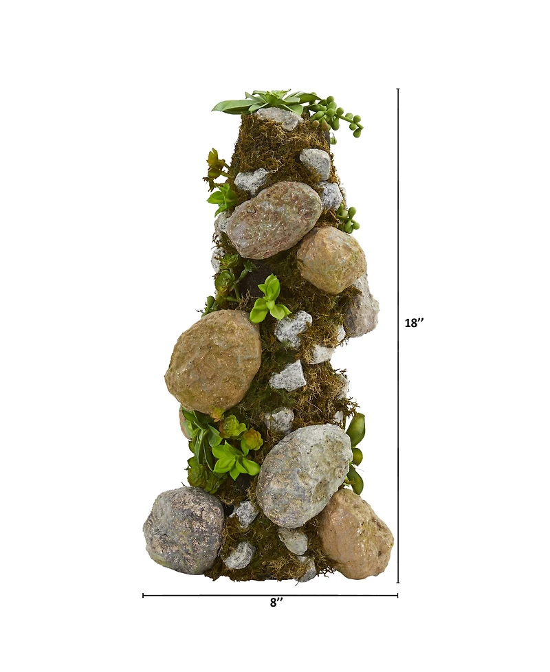 Nearly Natural 18" Succulent Rock Column