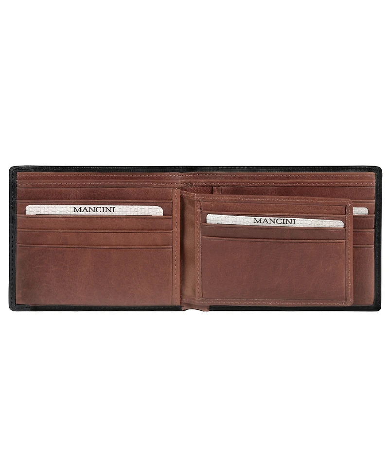 Mancini Casablanca Collection Men's Rfid Secure Center Billfold with Removable Left Wing Passcase