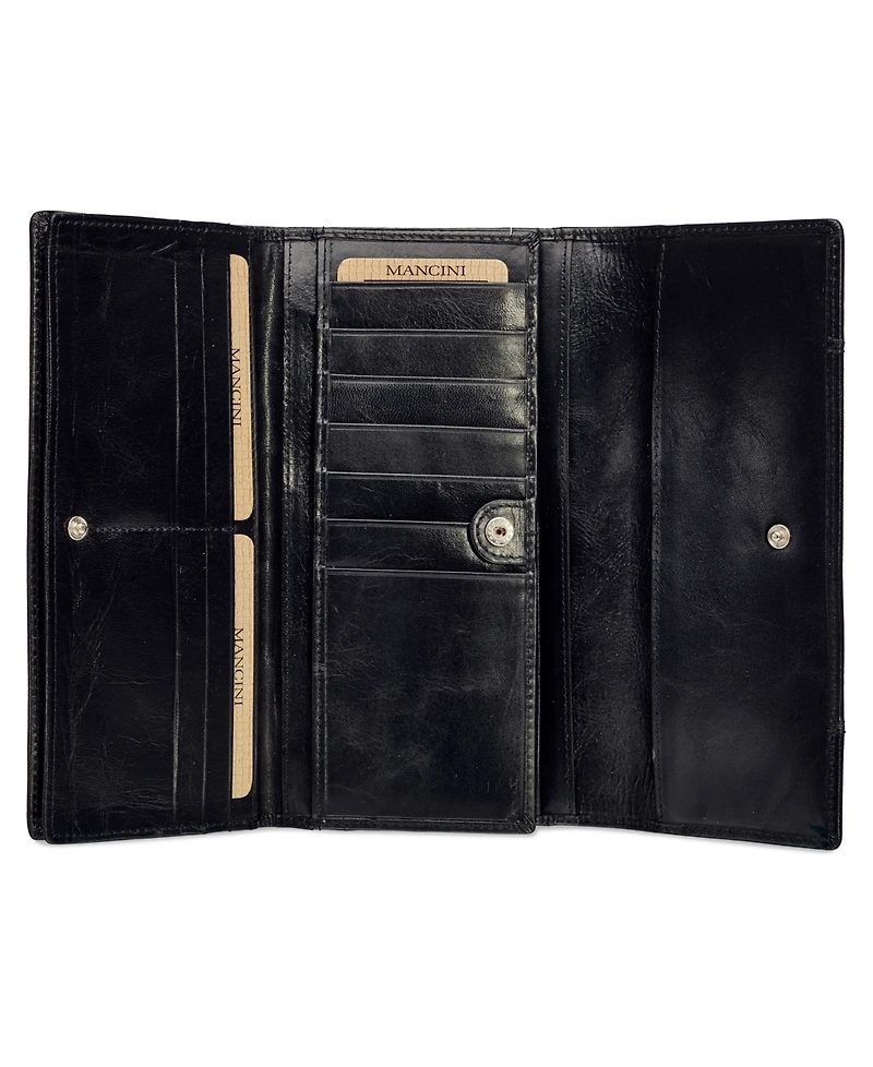 Mancini Casablanca Collection Rfid Secure Ladies Trifold Wing Wallet
