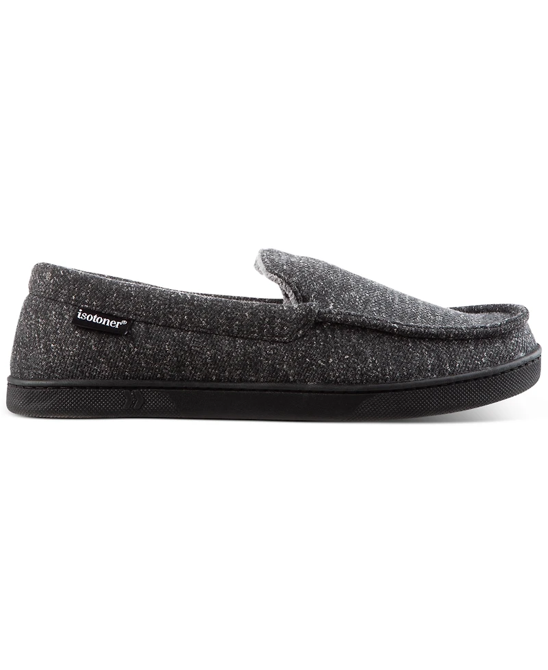 Isotoner Men's Preston Heather Knit Moccasin Slippers