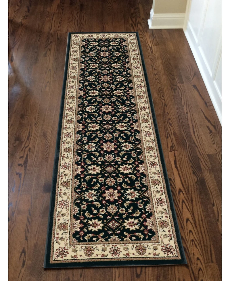 Closeout! Km Home 1592/1014/Black Pesaro Black 2'2" x 7'7" Runner Rug