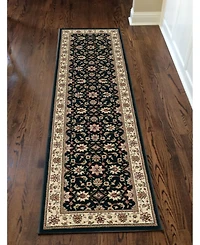 Closeout! Km Home 1592/1014/Black Pesaro Black 2'2" x 7'7" Runner Rug