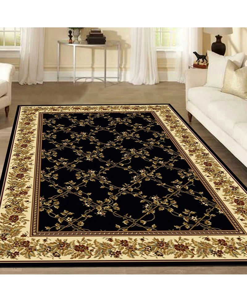 Closeout! Km Home 1427/1720/Black Navelli Black 3'3" x 5'4" Area Rug