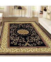 Closeout! Km Home 1419/1320/Black Navelli Black 3'3" x 5'4" Area Rug