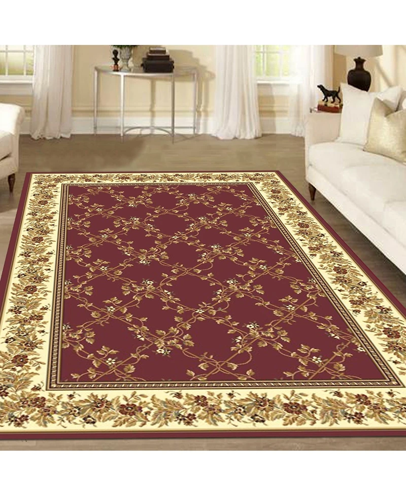 Closeout! Km Home 1427/1732/Burgundy Navelli Red 7'9" x 9'6" Area Rug